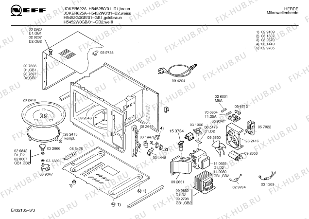Схема №3 H5452W0 JOKER 625 A с изображением Контактная пленка для микроволновой печи Bosch 00065485