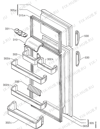 Взрыв-схема холодильника Corbero FD6153 - Схема узла Door 003