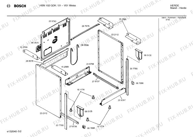 Взрыв-схема плиты (духовки) Bosch HSN102GDK - Схема узла 02