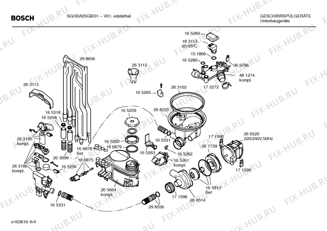 Взрыв-схема посудомоечной машины Bosch SGI30A05GB - Схема узла 04