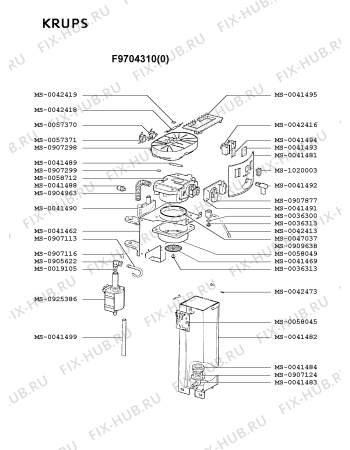 Взрыв-схема кофеварки (кофемашины) Krups F9704310(0) - Схема узла YP001886.2P3