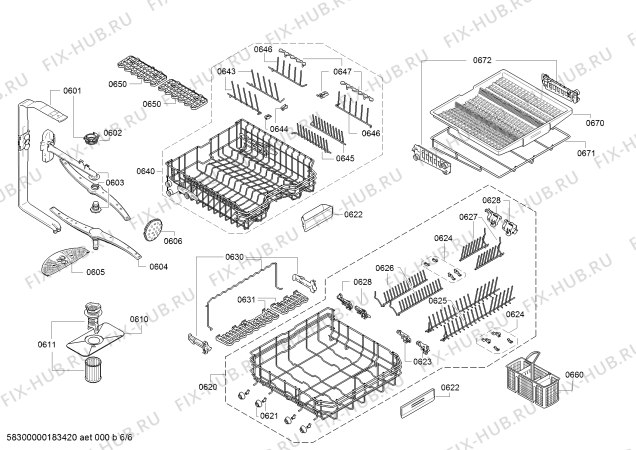 Взрыв-схема посудомоечной машины Siemens SN46M593SK Extraklasse made in Germany - Схема узла 06