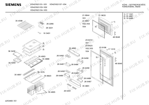 Взрыв-схема холодильника Siemens KS42V621 - Схема узла 02