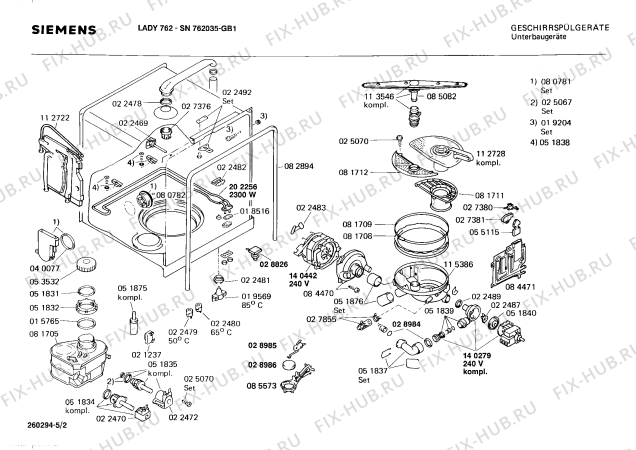 Взрыв-схема посудомоечной машины Siemens SN762035 - Схема узла 02