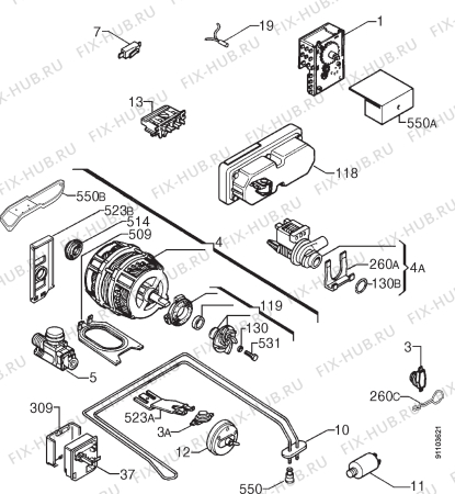 Взрыв-схема посудомоечной машины Zanussi DW4826 - Схема узла Electrical equipment 268