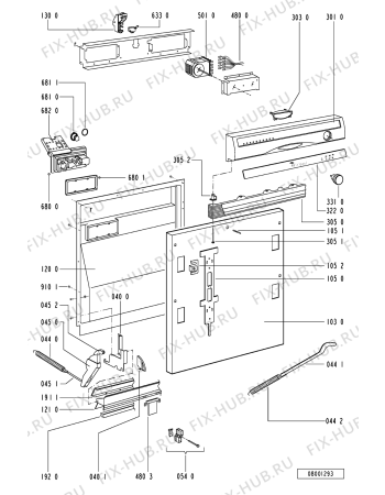 Схема №3 ADG 744 WH/1 с изображением Ручка регулировки (кнопка) для посудомоечной машины Whirlpool 481941258661