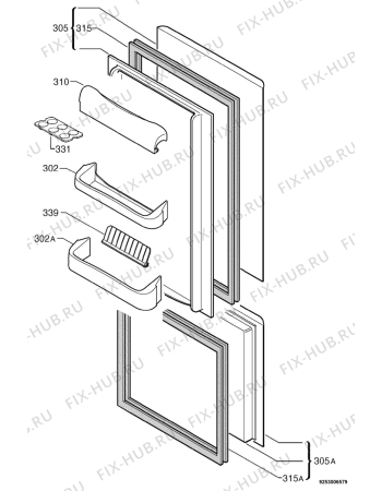 Взрыв-схема холодильника Zanker ZKK2501BL - Схема узла Door 003