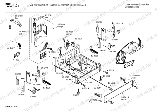 Взрыв-схема посудомоечной машины Whirlpool SF3WHA1SK ADP530WS - Схема узла 05