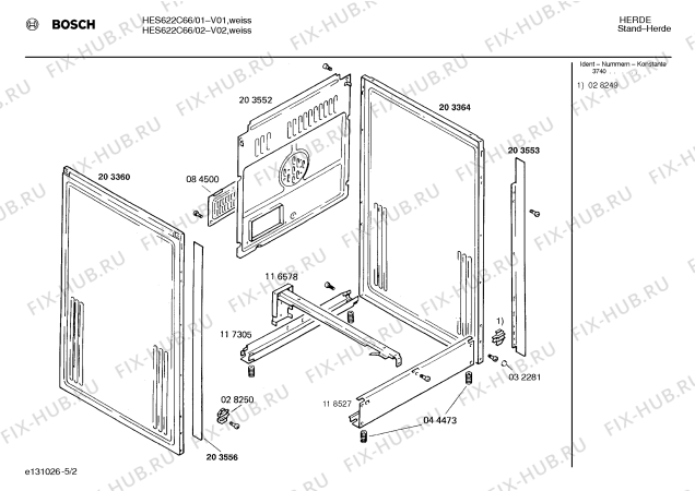 Взрыв-схема плиты (духовки) Bosch HES622C66 - Схема узла 02