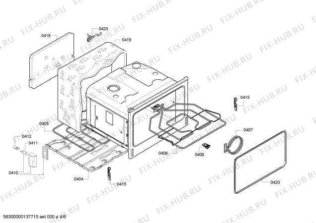 Взрыв-схема плиты (духовки) Bosch HBC33B550 - Схема узла 04