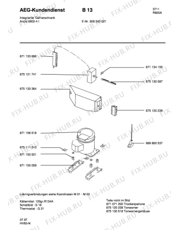 Взрыв-схема холодильника Aeg ARC0802-4 I - Схема узла Freezer electrical equipment