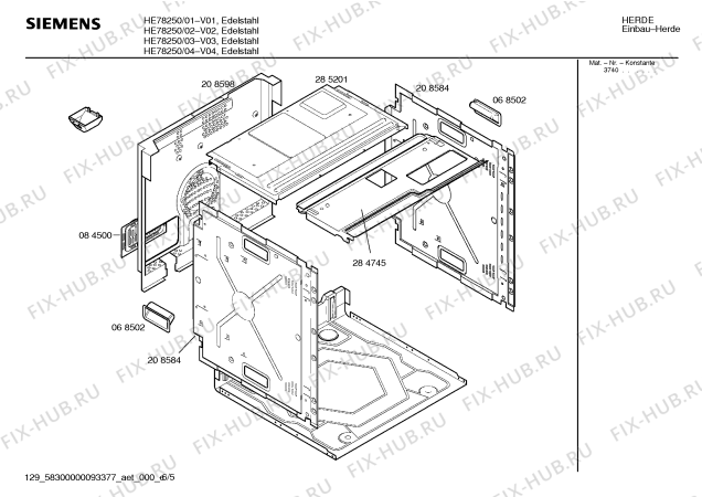 Взрыв-схема плиты (духовки) Siemens HE78250 - Схема узла 05