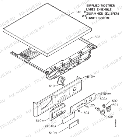 Взрыв-схема стиральной машины Aeg 1261SENSOT - Схема узла Command panel 037