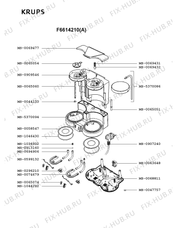 Взрыв-схема кофеварки (кофемашины) Krups F6614210(A) - Схема узла BP001840.7P2