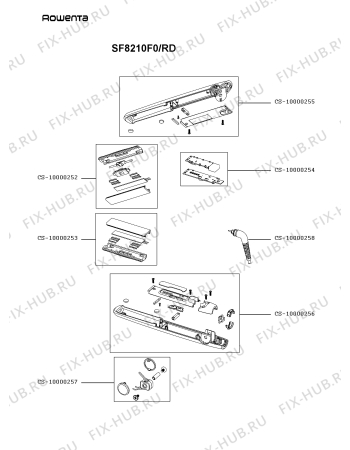 Схема №1 SF8210F0/RD с изображением Корпусная деталь для электрофена Rowenta CS-10000256