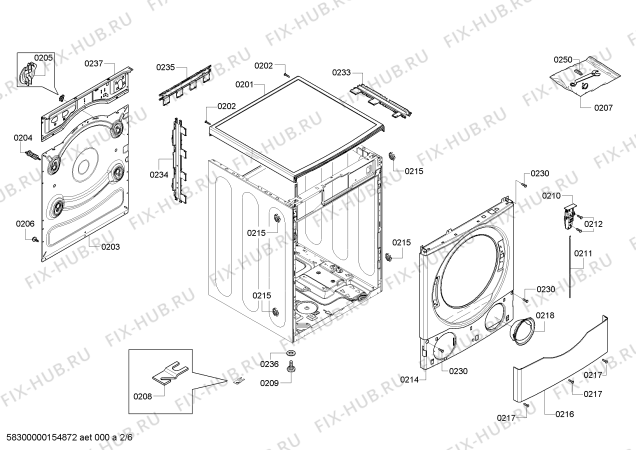 Схема №6 WFVC544CUC с изображением Скоба для стиральной машины Bosch 00621835