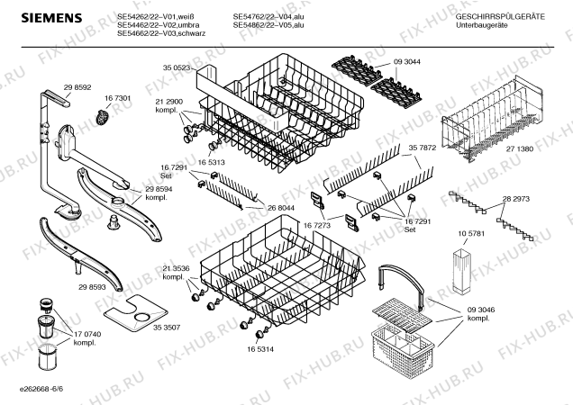 Схема №6 SE54662 с изображением Инструкция по эксплуатации для посудомоечной машины Siemens 00528793