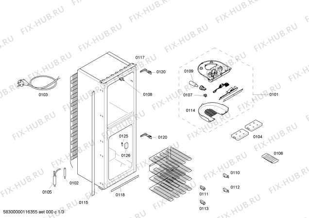 Схема №3 K4254X7GB с изображением Дверь для холодильной камеры Bosch 00244031