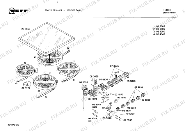 Схема №3 195306644 1394.21PFK-V1 с изображением Стеклокерамика для плиты (духовки) Bosch 00230553