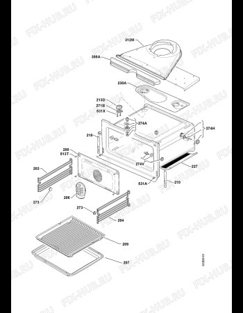 Взрыв-схема плиты (духовки) Aeg Electrolux KB98005E-M - Схема узла Oven