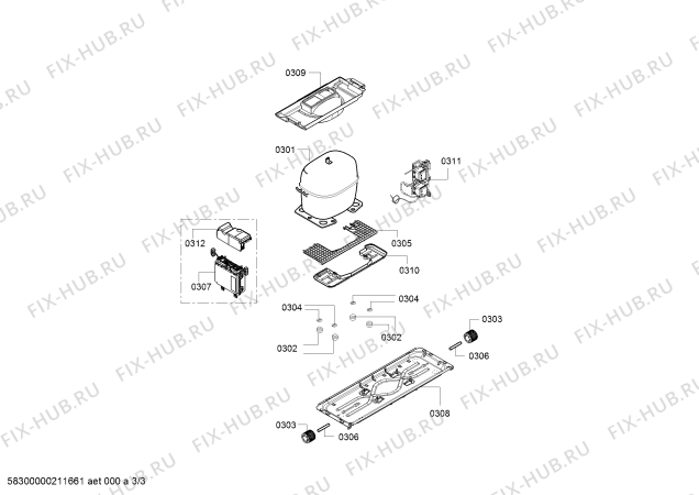 Взрыв-схема холодильника Bosch KGE366I4A, Bosch - Схема узла 03