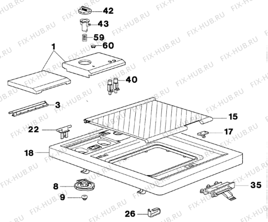 Взрыв-схема стиральной машины Faure LTP110W1 - Схема узла Top