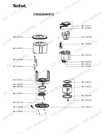 Схема №1 CM202640/5C0 с изображением Сосуд для электрокофемашины Tefal MS-620528