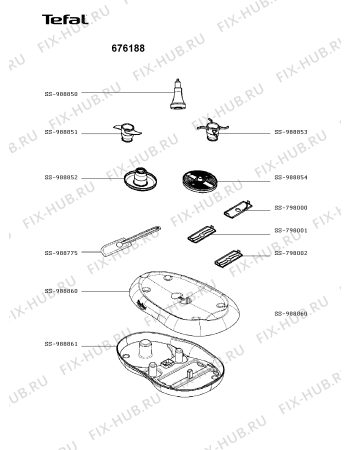 Взрыв-схема кухонного комбайна Tefal 676188 - Схема узла 8P002571.2P2