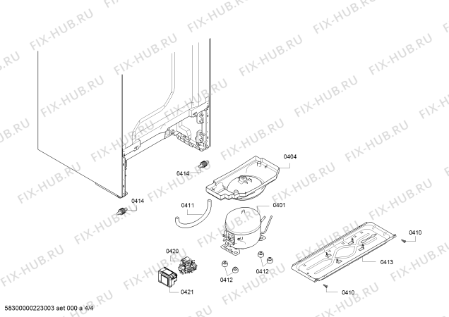 Взрыв-схема холодильника Bosch KGN39XW31R Bosch - Схема узла 04