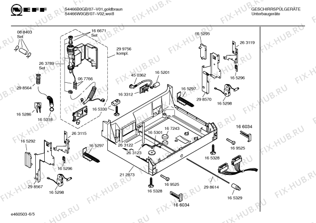 Взрыв-схема посудомоечной машины Neff S4466W0GB Aquatech - Схема узла 05