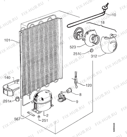 Взрыв-схема холодильника Zanussi ZFD29/8 - Схема узла Cooling system 017