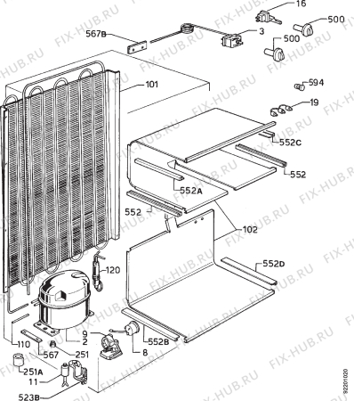 Взрыв-схема холодильника Arthurmartinelux AU2410C - Схема узла Cooling system 017