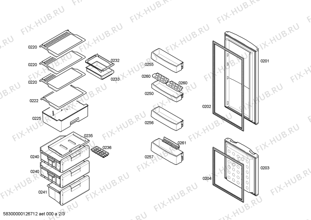 Схема №3 4KE4826A с изображением Дверь для холодильника Bosch 00246469