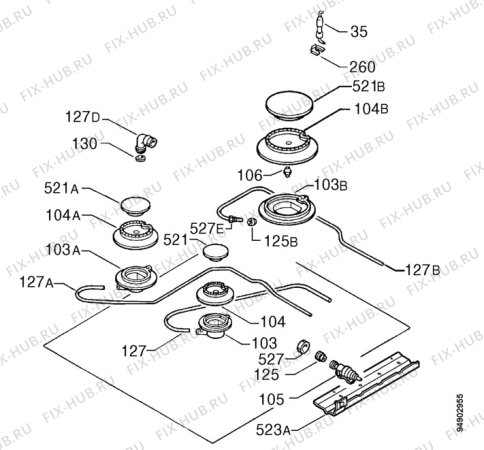 Взрыв-схема плиты (духовки) Rex PN631A - Схема узла Functional parts 267