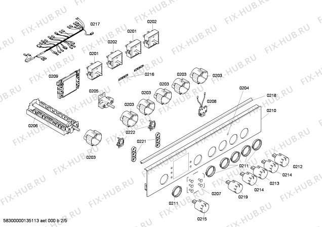 Взрыв-схема плиты (духовки) Bosch HLN444220X - Схема узла 02