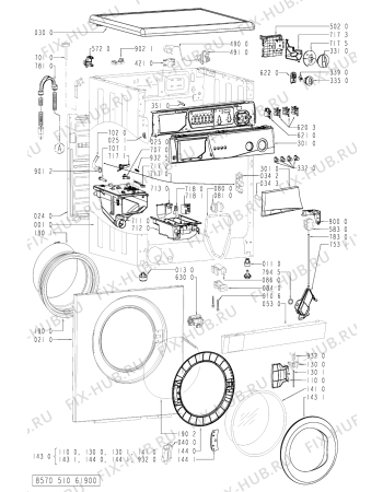 Схема №1 AWM 5100/3 с изображением Обшивка для стиральной машины Whirlpool 481245211915