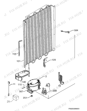 Взрыв-схема холодильника Aeg AIK2404L - Схема узла Cooling system 017