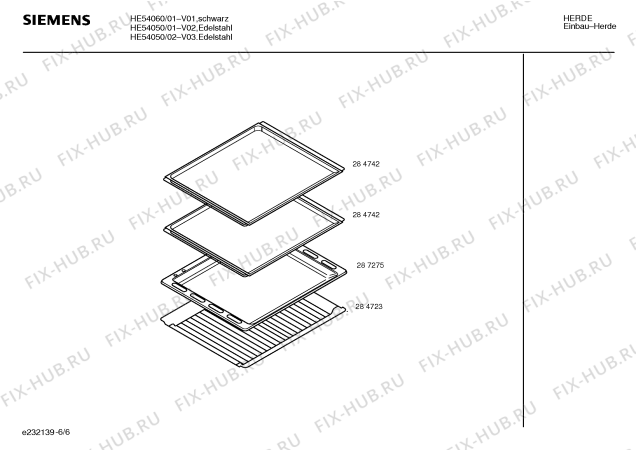 Схема №6 HE54020 с изображением Инструкция по эксплуатации для плиты (духовки) Siemens 00518229