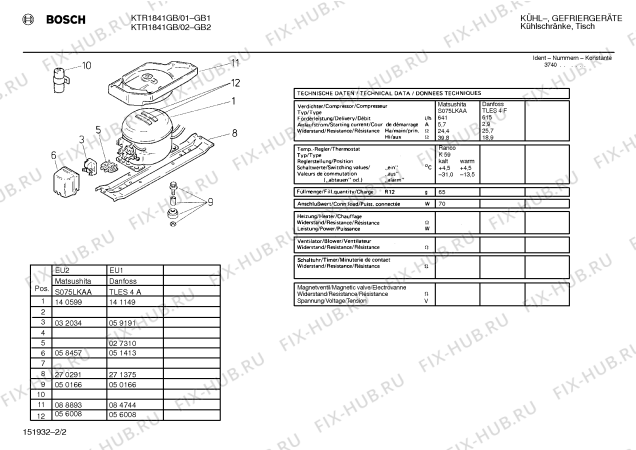 Взрыв-схема холодильника Bosch KTR1841GB - Схема узла 02