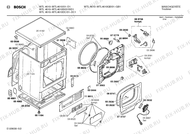 Взрыв-схема сушильной машины Bosch WTL4610SI - Схема узла 02