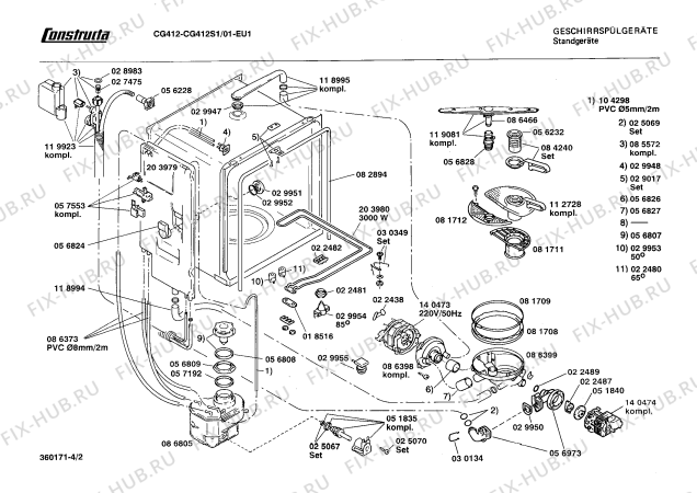 Взрыв-схема посудомоечной машины Constructa CG412S1 CG412 - Схема узла 02