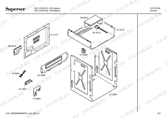Схема №3 5HC121BV 5DV121B с изображением Панель для плиты (духовки) Bosch 00351443