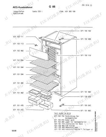 Взрыв-схема холодильника Aeg 621305108 F - Схема узла Section1