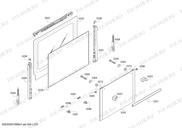 Взрыв-схема плиты (духовки) Siemens HB23AB523W H.SE.NP.L2D.IN.GLASS.S2/.X.E0_C/// - Схема узла 02