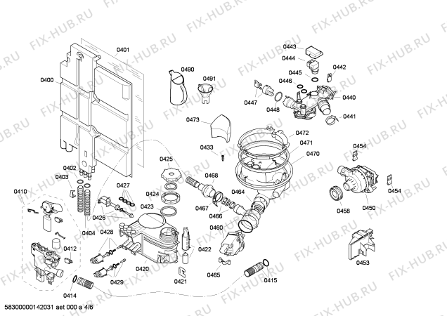 Взрыв-схема посудомоечной машины Siemens SE20T090EU - Схема узла 04