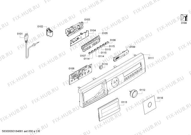 Схема №6 1KWF81425C KWF81425 с изображением Наклейка для стиральной машины Bosch 18010218