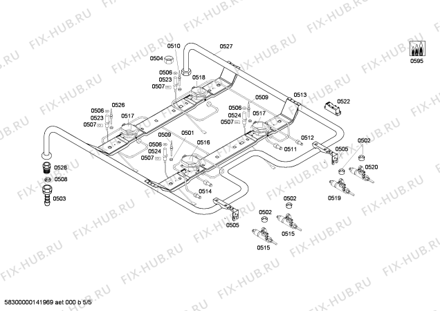 Взрыв-схема плиты (духовки) Bosch HSV423020N - Схема узла 05