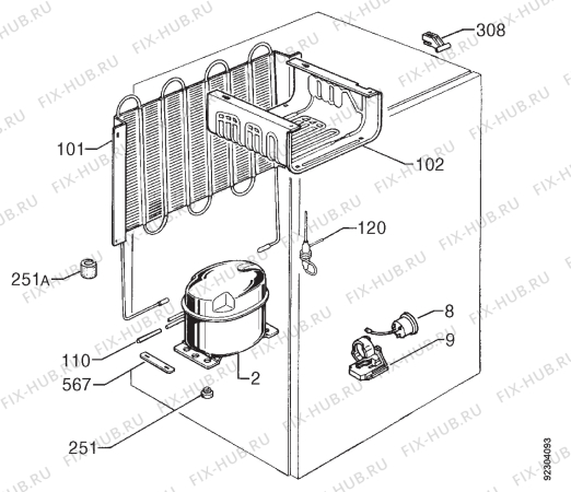 Взрыв-схема холодильника Zanussi HCM6143 - Схема узла Cooling system 017