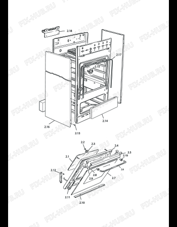 Взрыв-схема плиты (духовки) DELONGHI EGW 554 GB - Схема узла 2