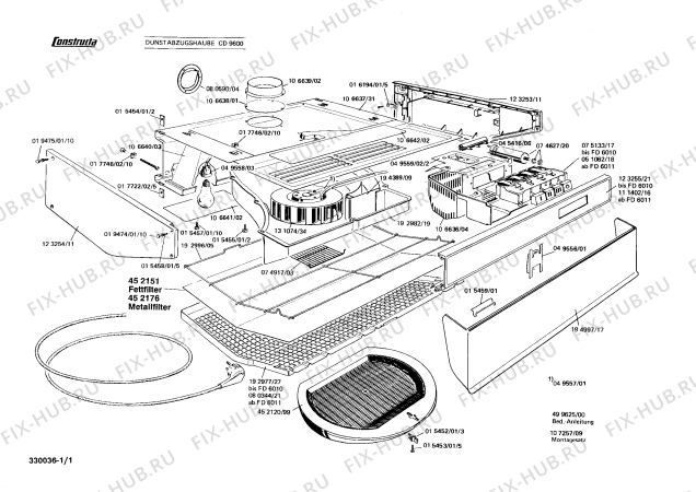 Схема №1 CD9690 с изображением Угольный фильтр для вытяжки Bosch 00452120